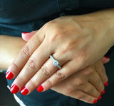 Accents Solitaire Engagement Ring 1.4ct Round Cut Diamond 14k White Gold Finish