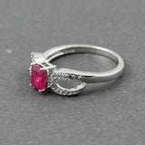 1.5ct Engagement Ring Radiant Cut Pink Ruby Split Shank 14k White Gold Finish