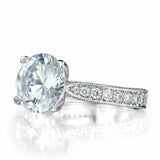 4Ct Round Cut Diamond Vintage Solitaire with Accents Ring 18K White Gold Finish