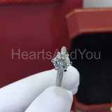 2.2ct Round Cut Moissanite Solitaire Dual Row Accent Ring 14k White Gold Plated