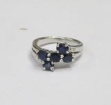 2.1ct Engagement Ring Oval Cut Blue Sapphire Cocktail 14k White Gold Finish