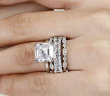 8.5ct Asscher Diamond Quartet Engagement Ring Vintage Band 14K White Gold Over