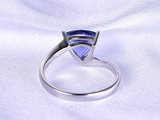 1.5ct Trillion Cut Blue Tanzanite Swirl with Accents Ring 14k White Gold Finish