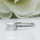 1.2ct Emerald Cut Diamond Engagement Ring East West Solitaire 14k WhiteGold Over