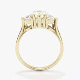 1.7ct Oval Cut Diamond Engagement Ring Solitaire Trilogy 14k Yellow Gold Finish