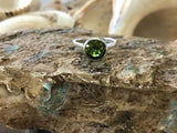 1ct Engagement Ring Round Cut Peridot Bezel Set Solitaire 14k White Gold Finish