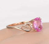 3ct Oval Cut Pink Sapphire Antique Filigree Engagement Ring 14k Rose Gold Finish