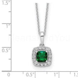 1ct Cushion Simulated Green Emerald Halo Pendant 14k White Gold Plated NO CHAIN
