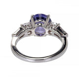 2.7ct Round Cut Purple Amethyst Engagement Ring Trilogy 14k White Gold Finish