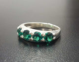 5ct Wedding Band Round Cut Green Emerald Half Eternity 14k White Gold Finish