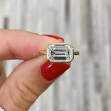 0.5ct Emerald Simulated Diamond Bezel Set Engagement Ring 14k Yellow Gold Plated