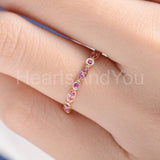 0.5ct Round Cut Simulated Ruby Half Eternity Wedding Band 14k Rose Gold Plated