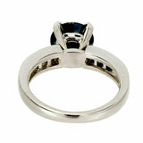 2ct Round Cut Blue Sapphire Engagement Ring Diamond Accents 14k White Gold Over