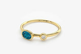 0.4ct Engagement Ring Oval Cut London Blue Topaz Minimalist 14k Yellow Gold Over