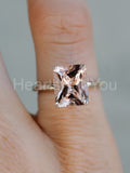 2.5ct Radiant Cut Simulated Peach Morganite Solitaire Ring 14k White Gold Plated