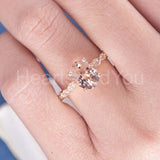 1.5ct Oval Cut Simulated Morganite Solitaire Accents Ring 14k Rose Gold Plated