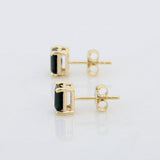 1.5ct Stud Earrings Emerald Cut Blue Sapphire Solitaire 14k Yellow Gold Finish