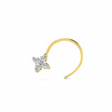 0.4ct Round Diamond Petite Twist Nose Pin Ring Piercing 14k Yellow Gold Finish