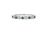 0.5ct Round Cut Simulated Sapphire Tile Design Wedding Band 14k WhiteGold Plated