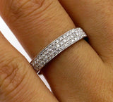 3.5ct Round Brilliant Diamond 3 Row Eternity Wedding Band 18K White Gold Over