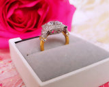 3Ct Round Cut Diamond Milgrain Vintage Engagement Ring 14K Dual Tone Gold Finish