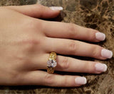 2.3ct Engagement Ring Oval Cut Diamond Filigree Design 14k Yellow Gold Finish