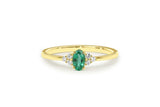 0.4ct Oval Cut Emerald Engagement Ring Petite Minimalist 14k Yellow Gold Finish