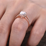 2ct Cushion Cut Diamond Engagement Ring Halo Split Shank 14k Rose Gold Finish