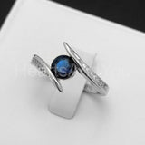 0.5ct Round Cut Simulated Sapphire Bypass Engagement Ring 14k White Gold Plated