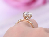 1.5ct Round Cut Diamond Engagement Ring Solitaire with Accent 14k Rose Gold Over