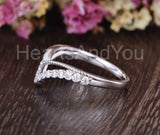 0.5ct Round Cut Moissanite Chevron Bezel Set Wedding Band 14k White Gold Plated