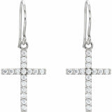 2ct Round Cut VVS1 Diamond Jesus Cross Stud Earrings Women 14k White Gold Finish