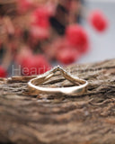 0.2ct Round Cut Moissanite Curved Split Women Wedding Band 14k YellowGold Plated