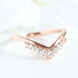 Unique Tiara Wedding Ring Band 1.2ct Round Cut Diamond 14k Rose Gold Finish