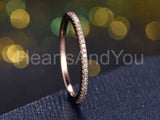 0.15ct Round Cut Moissanite Dainty Minimalist Wedding Band 14k Rose Gold Plated