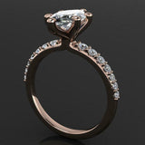 Round Accents Solitaire Engagement Ring 1.8ct Marquise Diamond 14k RoseGold Over