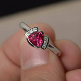 1ct Trillion Cut Pink Ruby Unique Design Engagement Ring 14k White Gold Finish