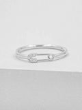 0.3ct Engagement Ring Round Cut Diamond Safety Pin Design 14k White Gold Finish
