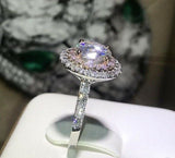 4Ct Round Cut Diamond Dual Halo Elegant Engagement Ring 14K White Gold Finish