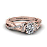1ct Oval Diamond Infinity Solitaire Engagement Ring 14k White Rose Gold Finish