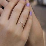 0.4ct Wedding Ring Band Round Cut Diamond Curved Minimalist 14k Yellow Gold Over