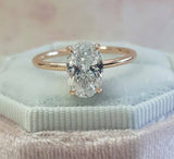 1.5ct Oval Cut Classical Diamond Solitaire Engagement Ring 14k Rose Gold Finish