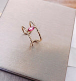 0.5ct Marquise Cut Pink Ruby Split Band Wide Solitaire Ring 14k Yellow Gold Over