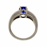 2ct Oval Cut Blue Sapphire Engagement Ring Diamond Accent 14k White Gold Finish