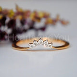 0.03ct Round Cut Moissanite Curved Women Engagement Ring 14K Yellow Gold Plated