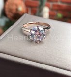 0.4ct Round Cut Moissanite Solitaire Women Engagement Ring 14k Rose Gold Plated