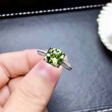 1.5ct Round Cut Green Peridot Engagement Ring Diamond Accent 14k White Gold Over