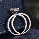 1.5ct Emerald Cut VVS1D Diamond Engagement Ring Bridal Set 14k Dual Gold Finish