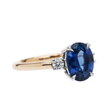 1.7ct Oval Cut Blue Sapphire Engagement Ring Diamond Trilogy 14k White Gold Over