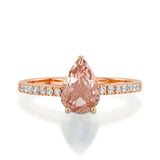 1ct Pear Cut Peach Morganite Accent Solitaire Engagement Ring 14k Rose Gold Over